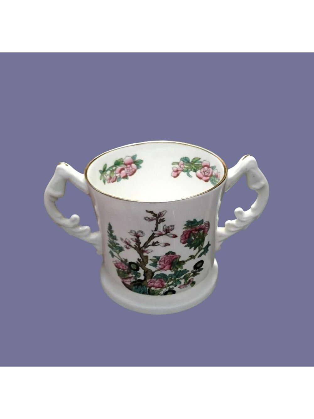 Vintage Lord Nelson Indian Tree Double Handle Loving Cup England 1950s Ironstone